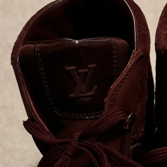Louis Vuitton burgundy cliffhanger wedge sneakers 6 cm internal wedge - Picture 13 of 16